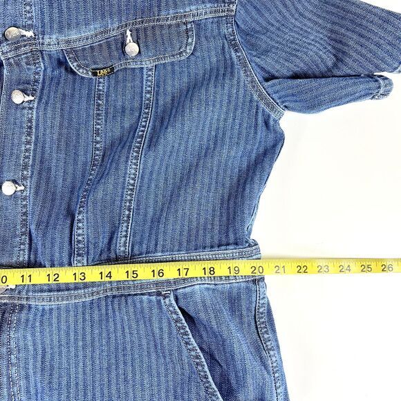 Lee Union Alls  Romper Womens Striped Denim Shortalls One Piece‎ Short Sleeve XL - Picture 7 of 13